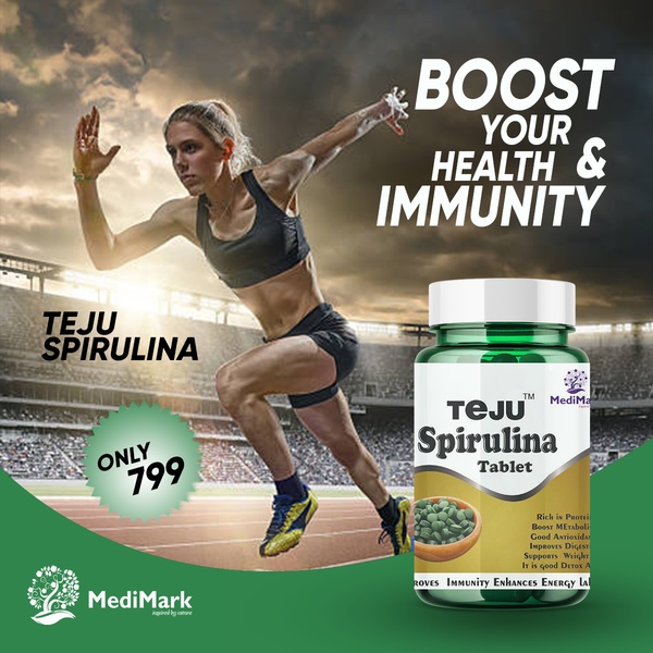 A square-ratio ad creative featuring an athletic runner alongside a product bottle, utilizing a bold health-benefit headline and a clear price offer.